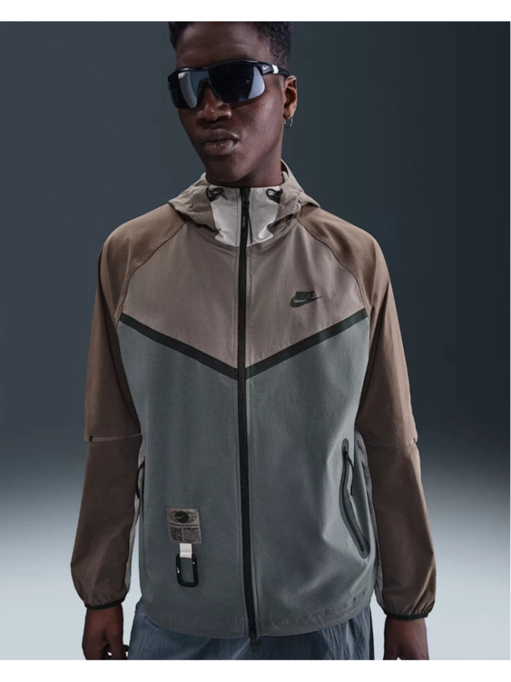 Nike Tech Windrunner Woven Full Zip Trek Jacket Men's Sz S Black Grey IB8956-289